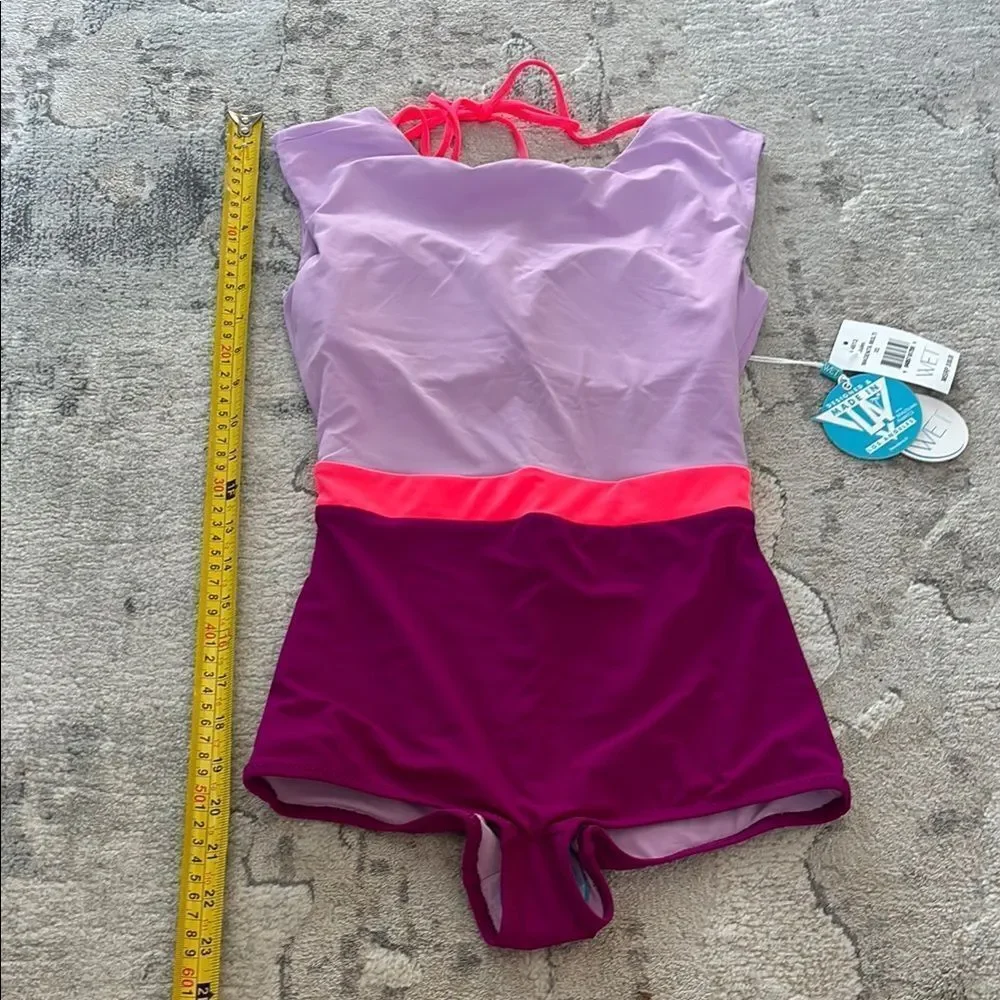 Purple and Pink One Piece Swimsuit with Supportive Fit